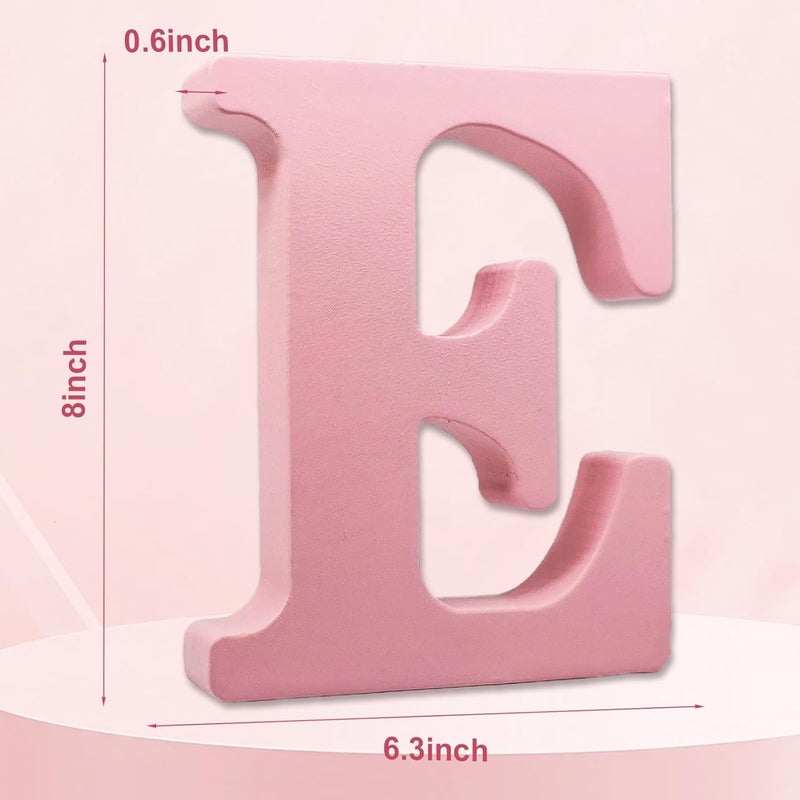 AOCEAN 8 Inch Pink Wood Letters Unfinished Wood Letters for Wall Decor Decorative Standing Letters Slices Sign Board Decoration for Craft Home Party Projects (E) - Image 2